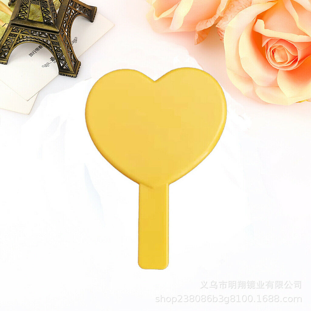 Cute Heart Shaped Mirror Beauty Single Side Look Adorable Design Yellow
