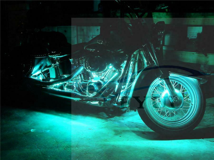 12Pcs 120LED Universal Motorcycle RGB Neon Under Glow Lights Strip Kit Car Motor