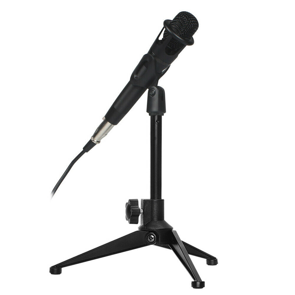 Metal Desktop Microphone Stand Podcast Tripod Holder Adjustable Clip For Shure