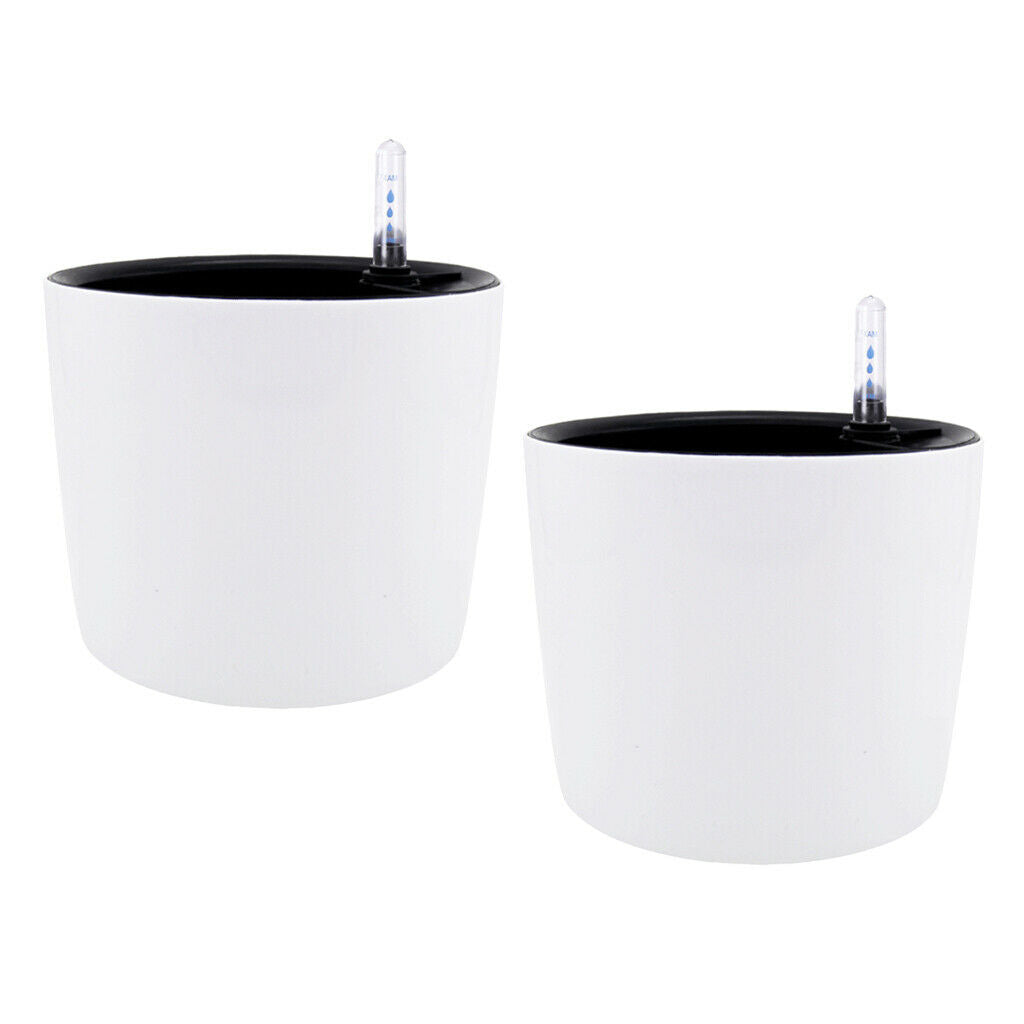2Pcs 7'' Modern Self Watering Planter Flower Automatic Lazy Flower Planter
