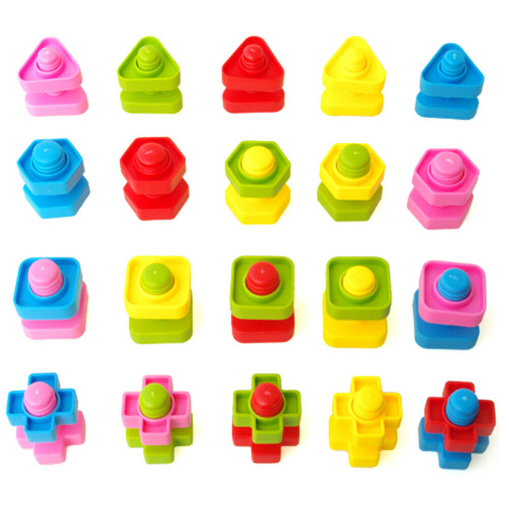 1set Screw Building Block Insert Block Nut Shape Kids Educational Gift To.l8