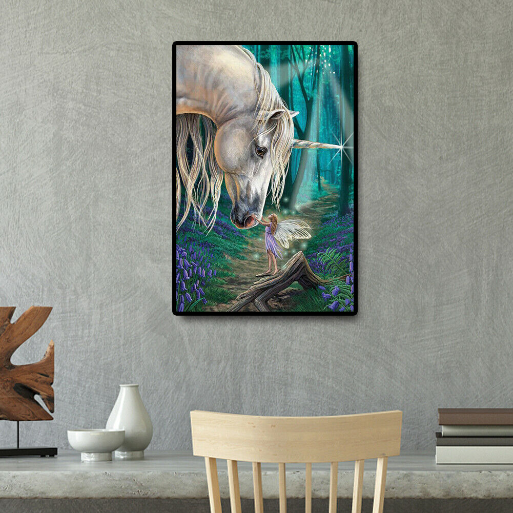 DIY Horse and Elf Cross Stitch 5D Full Round Drill Diamond Painting Crafts @