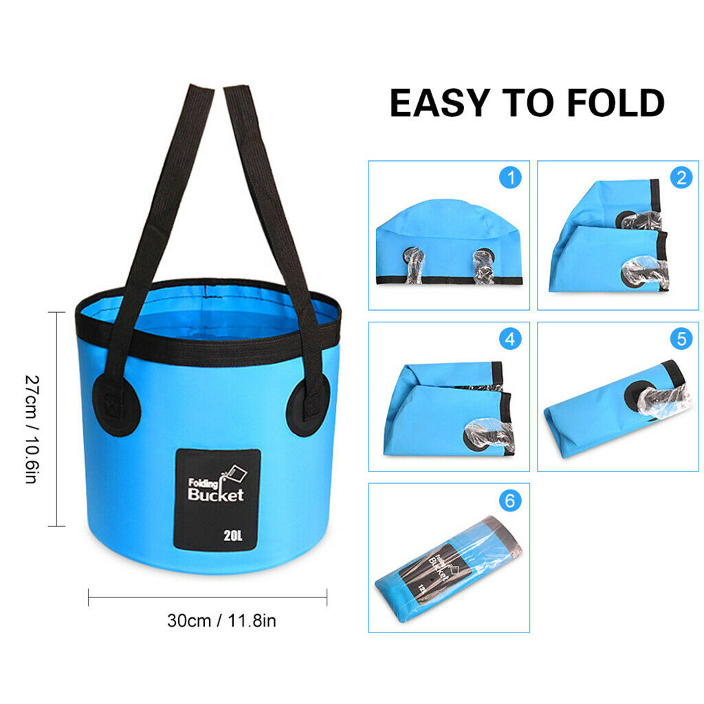 Portable Camping Outdoor Shower Pump with Water Contain Bucket, Foalding Water -
