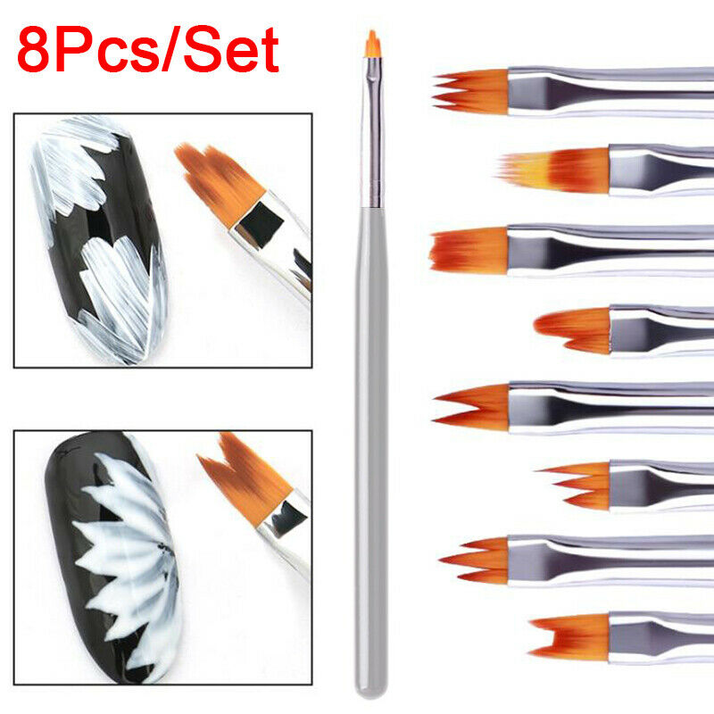 8Pcs Nail Art Brush Set Petal Pen Flower Pen DIY Painting Various Shapes Nail TL