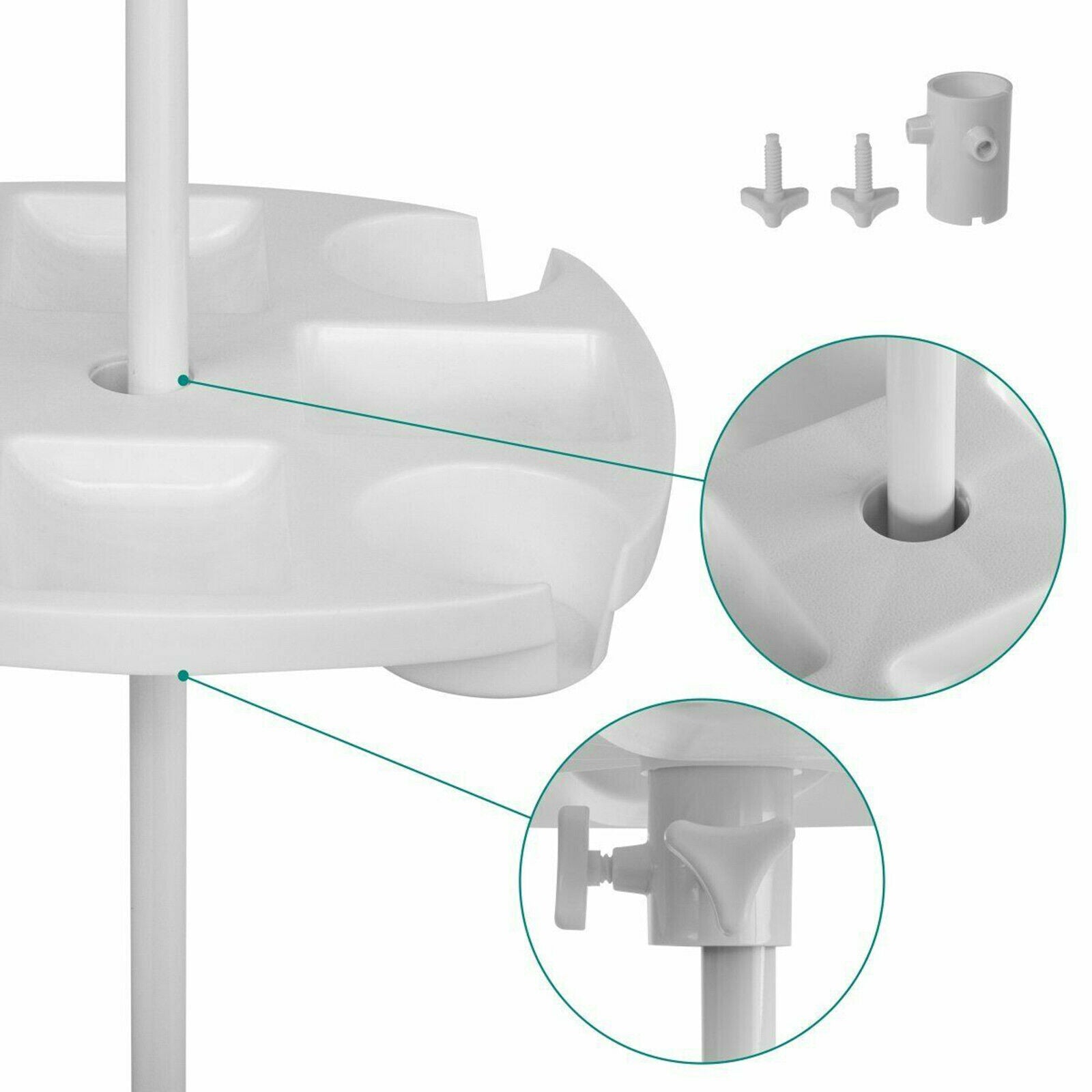 Beach Umbrella Table Tray with Cup Holder for Garden Swimming Pool White