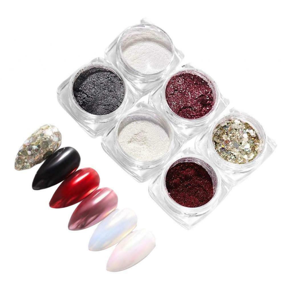 6 Colors Nail Art Glitters Powder Shiny Manicure Sequins Flakes Paillette 03