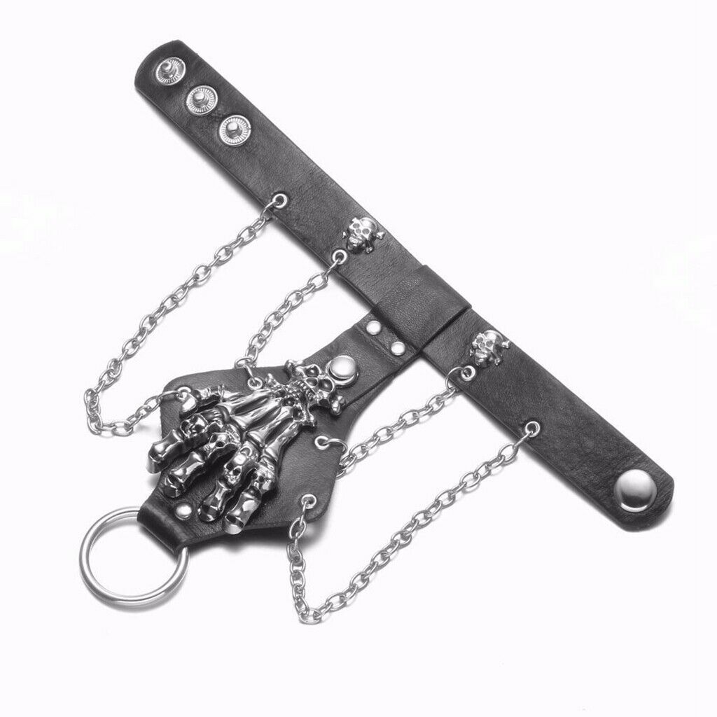Punk Rock PU Lerather Bracelets Hand Glove Halloween Gothic Jewelry Gifts