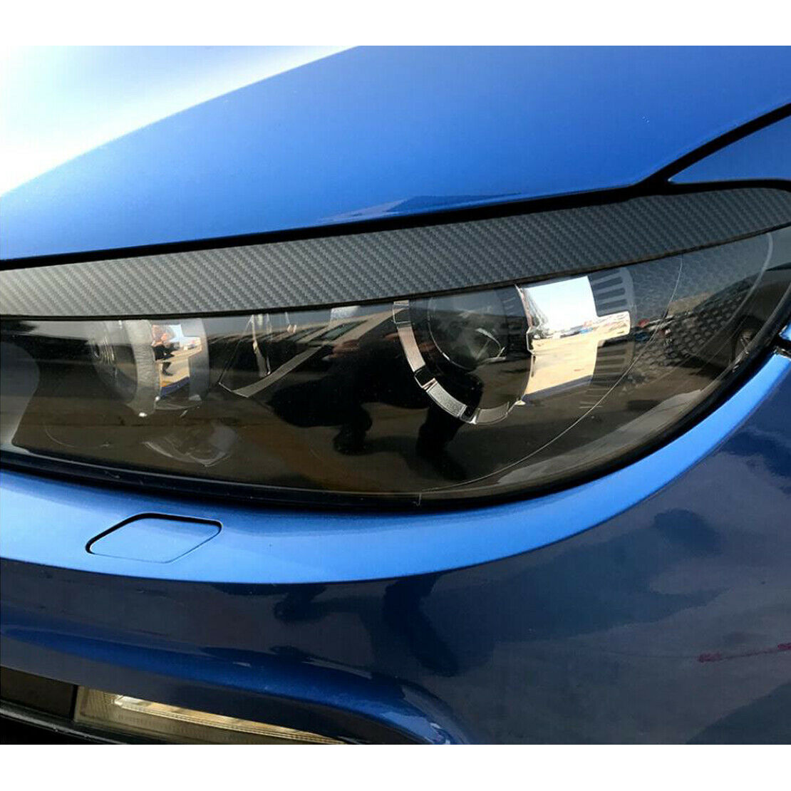 Carbon Fiber Style Headlight Eyebrow Eyelid Trim Fit for VW Scirocco 09-17 Atn