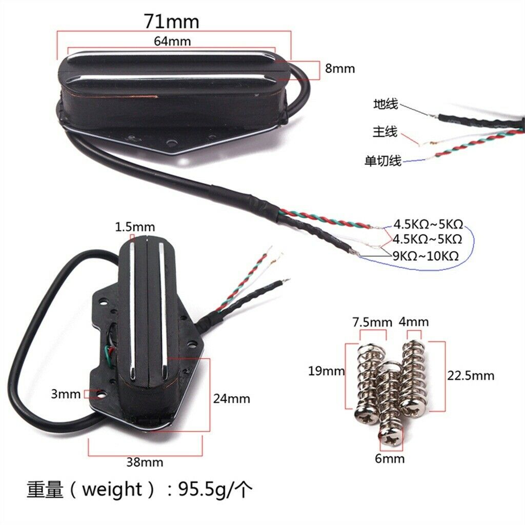 High Output 4 Wires Twin blade Dual Coil for TL Guitar Neck Pickup