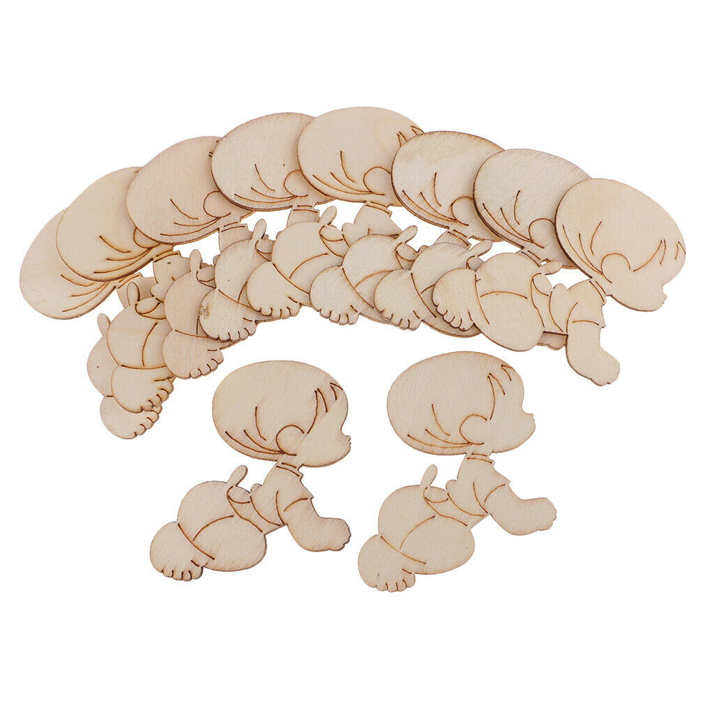 10 pieces wood cutouts baby shapes natural wood slices wood