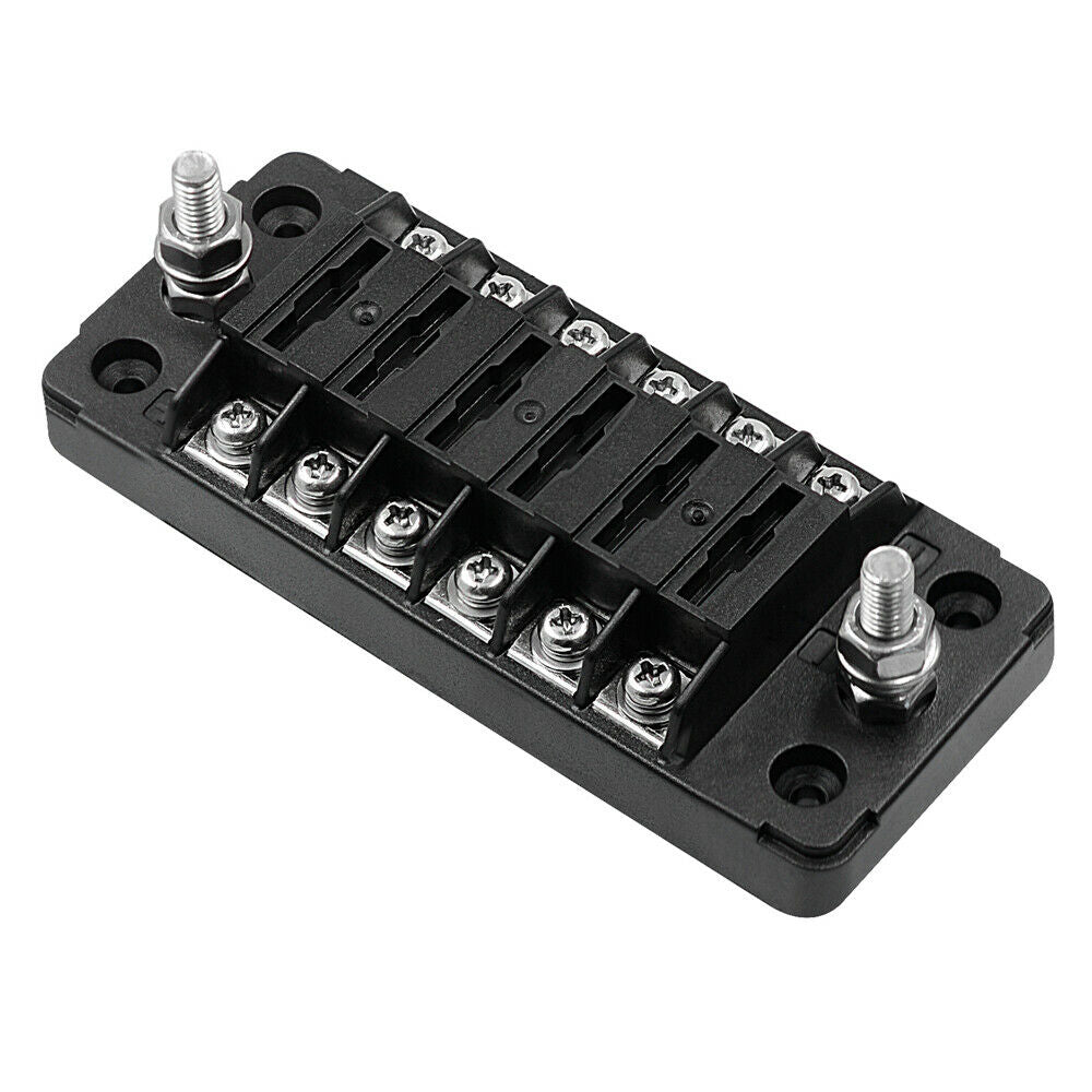 6 Circuit Fuse Block W/Negative Bus 6-Way Fuse Box with Ground Protection Cover