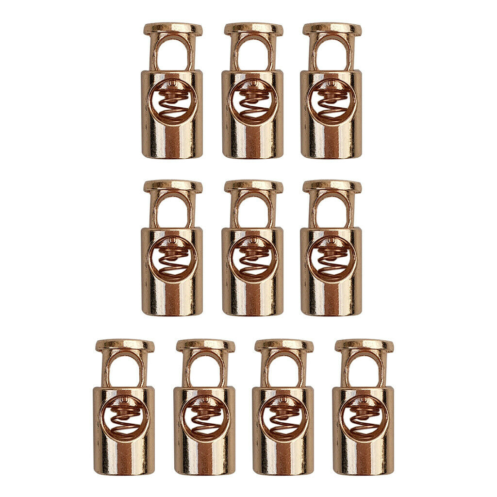 10 Pieces Cylinder String Cord Lock End Metal Spring Stop Toggle Stoppers