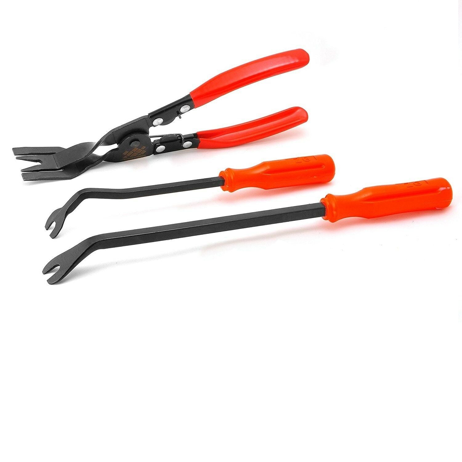 3PCS Car Moulding Trim Pry Tool Pliers+100pc Plastic Push Retainer Fastener Clip
