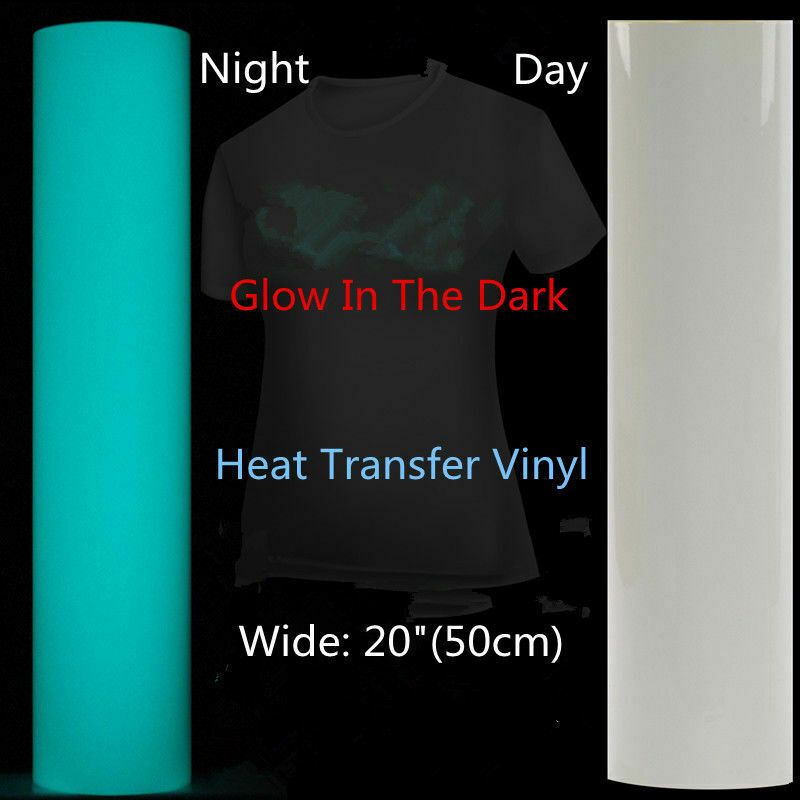 7 Colors Glow in the Dark Heat Transfer Vinyl Film IRon on Heat Press DIY Film
