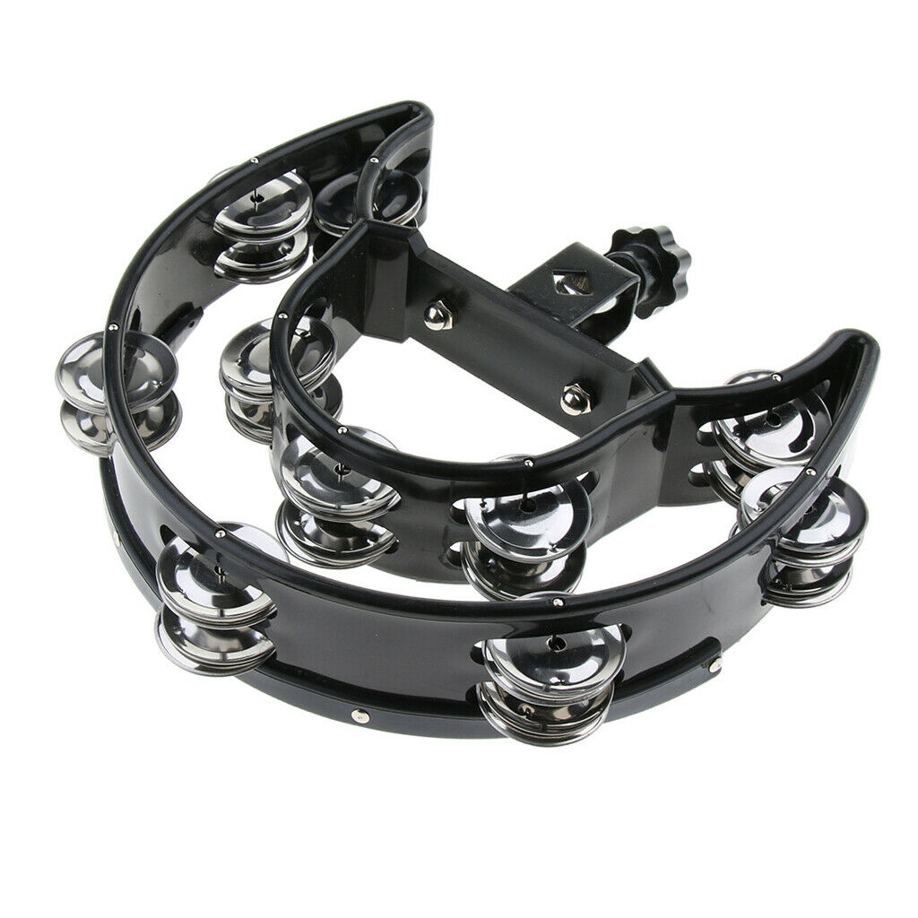 Black Plastic Double Row Jingles Tambourine Hand Percussion for Carnival KTV