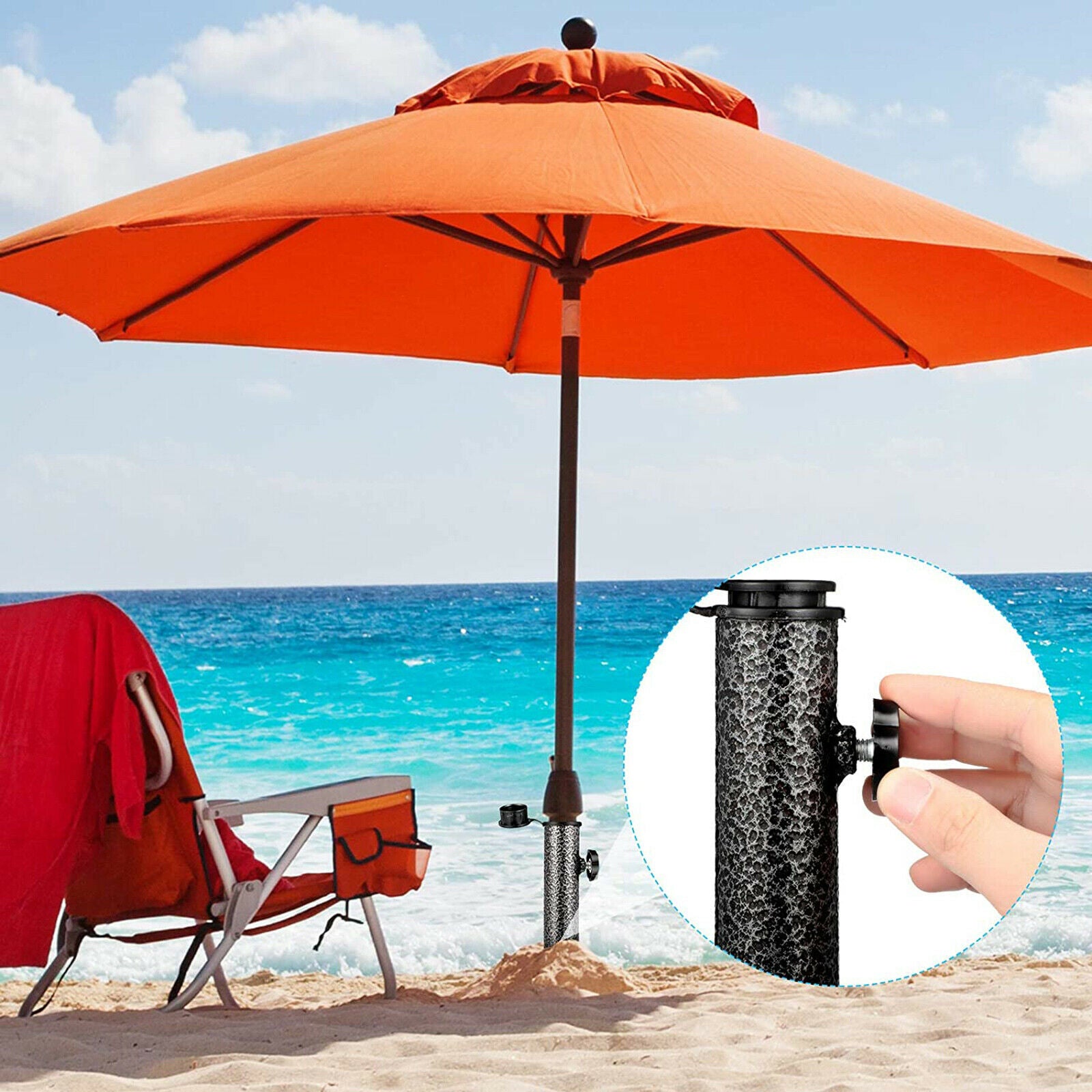 2Pcs Park Beach Patio Umbrella Metal Anchor Stand Holder 32cm Length Durable