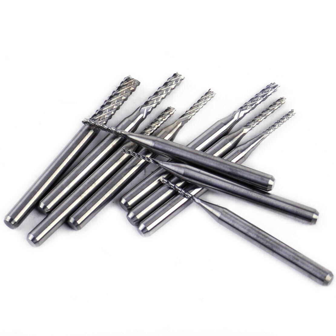 10pcs 0.8-3.175mm Tungsten Steel End Mill Engraving Bits CNC PCB Cutting Tool An
