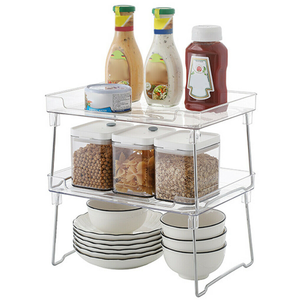 Stackable Cabinet Organizer Storage Rack Tabletop Shelf Organization Stand
