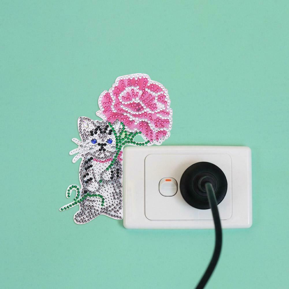DIY Cat Diamond Painting Luminous Switch Stickers Bedroom Wall Decals Decor  @
