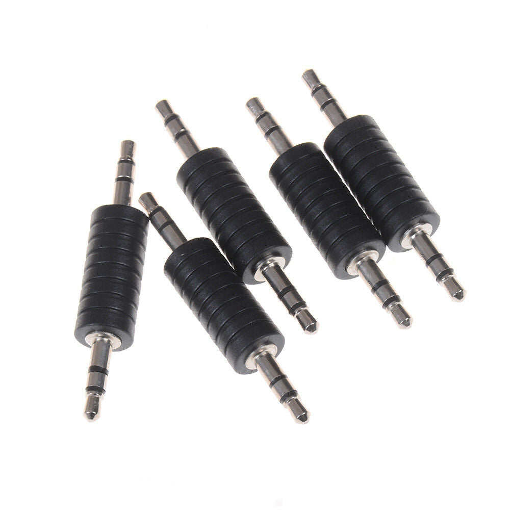 5X 3.5mm stereo male to male jack audio plug connector coupler adapter joiner_DD