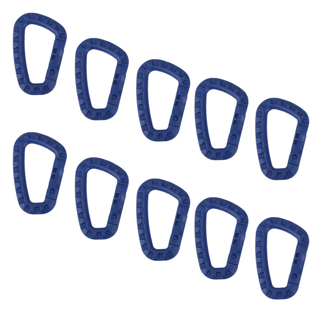 10pcs Carabiner Snap Clip Water Bottle Hook Holder Camping Hiking - Blue
