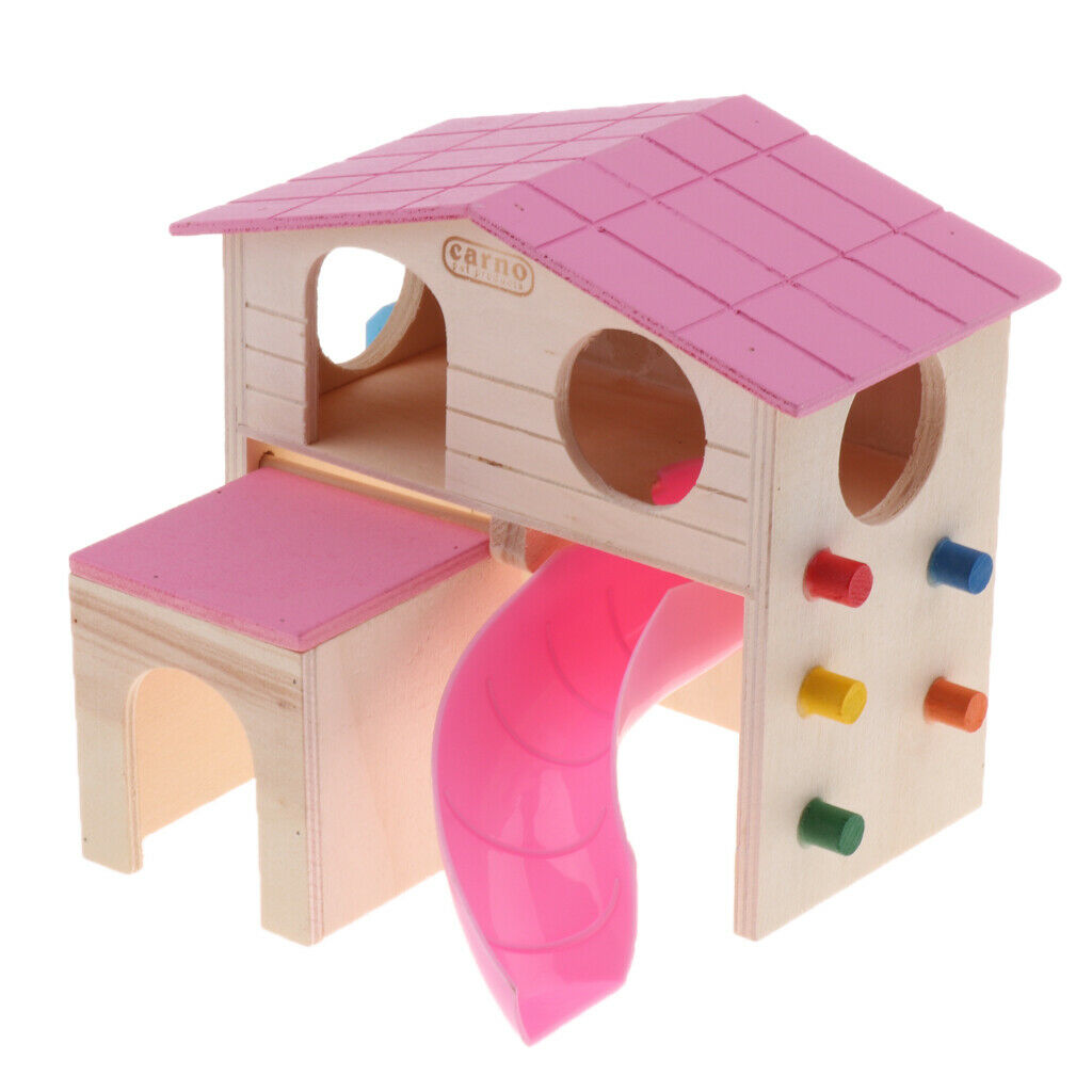 Set of 2 Double Layers Hamster House Wooden Small Animals Pet Rats Gerbil