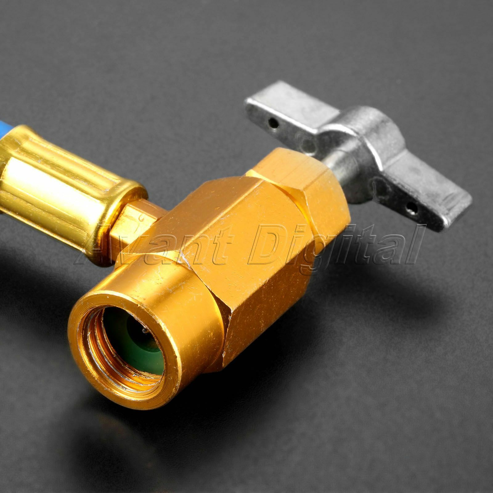 Air  Refrigerant Charging Hose w/ Gauge 90°Push & Lock coupler R134A