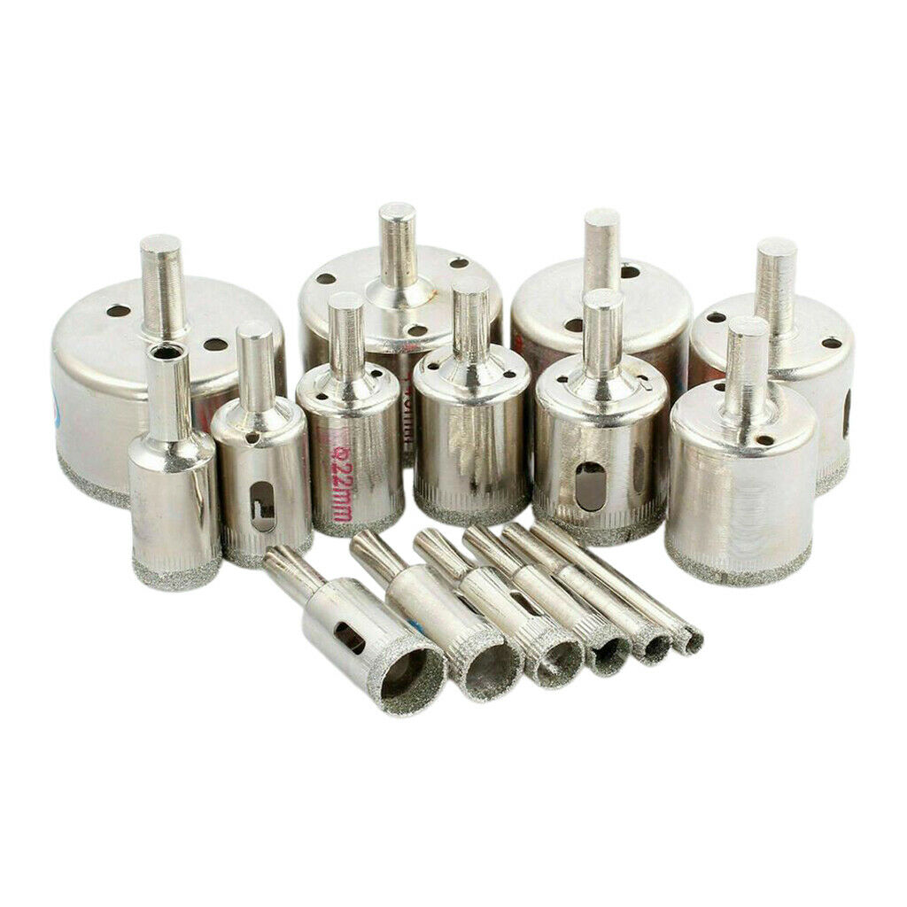 16PC Diamond Holesaw set Holes Saw Drill Bit Glass Marble Ceramic Cutter Tile