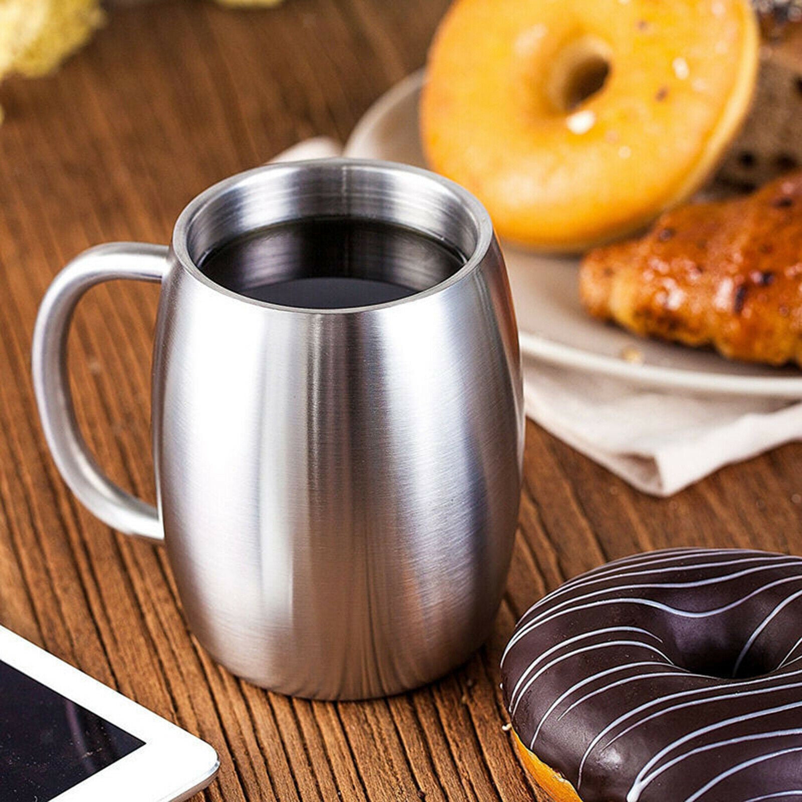 Camping Stainless Steel Coffee Mug Double Wall Insulated Tea Cup Spillproof