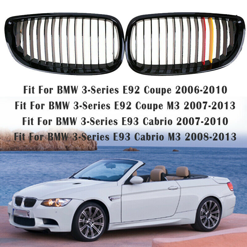 For BMW E90 E92 E93 M3 328i 335i Front Bumper Kidney Grille Grill Glossy Black