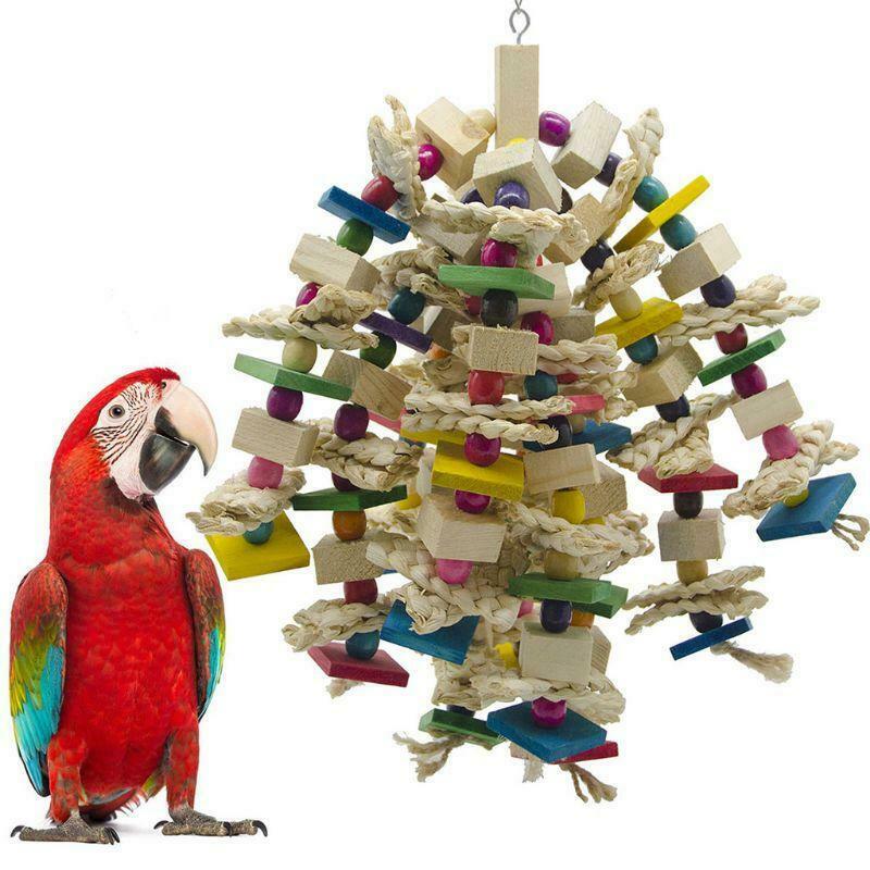 Large Parrot Toys - Natural Wood Large Bird Chewing Toys Suggested for Macaws