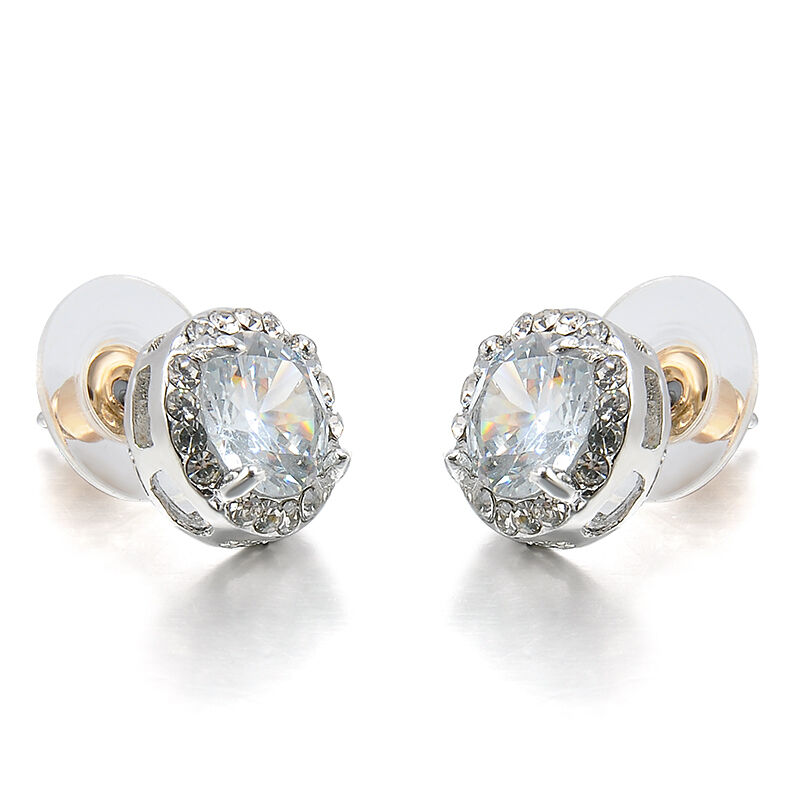 Fine Women Crystal Zircon Inlaid Ear Stud Full Rhinestone Round Earrings Jewelry