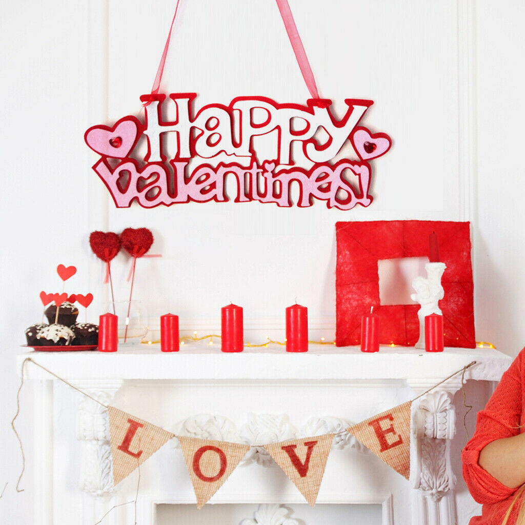 Romantic Non-woven Happy Valentines Home Decor Wall Door Hanging Sign Plaue