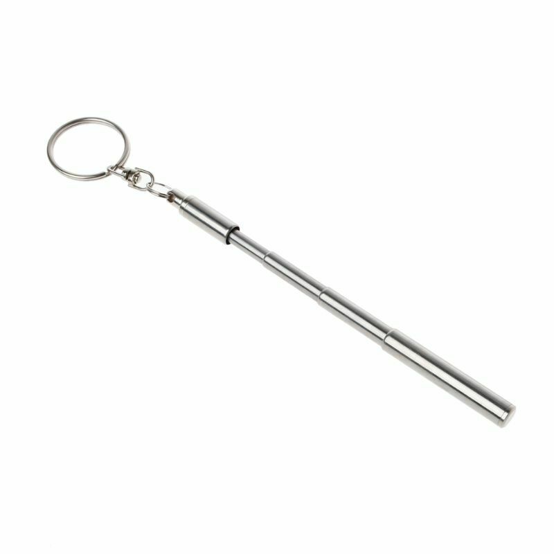Stainless Steel Portable Telescopic Ballpoint Pen Metal Key Ring Keychain Tools