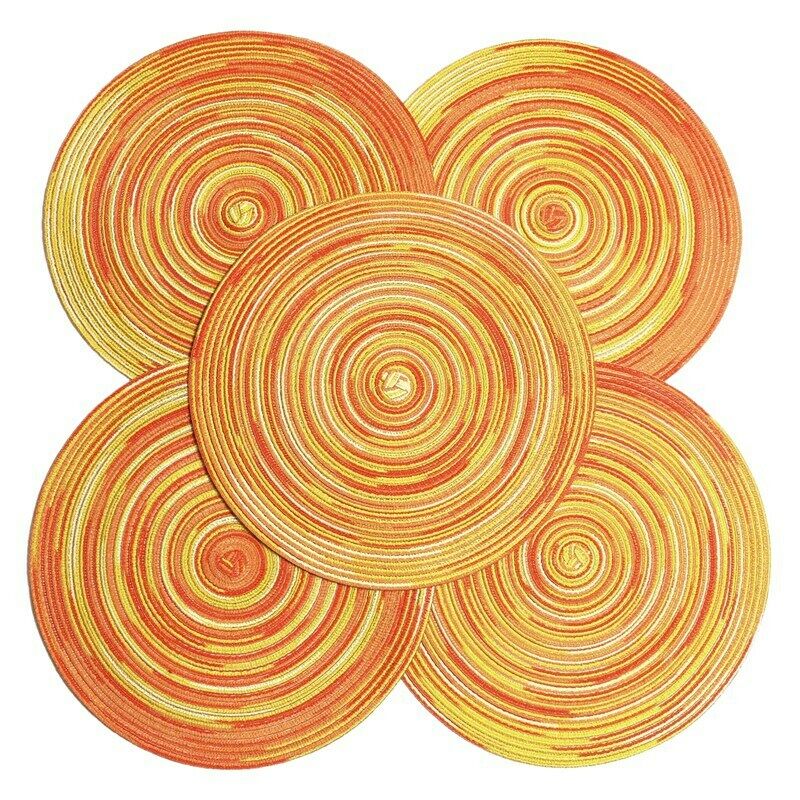 Round Placemats Set of 6 Colorful Braided Placemats for Dining Tables Holiday S6