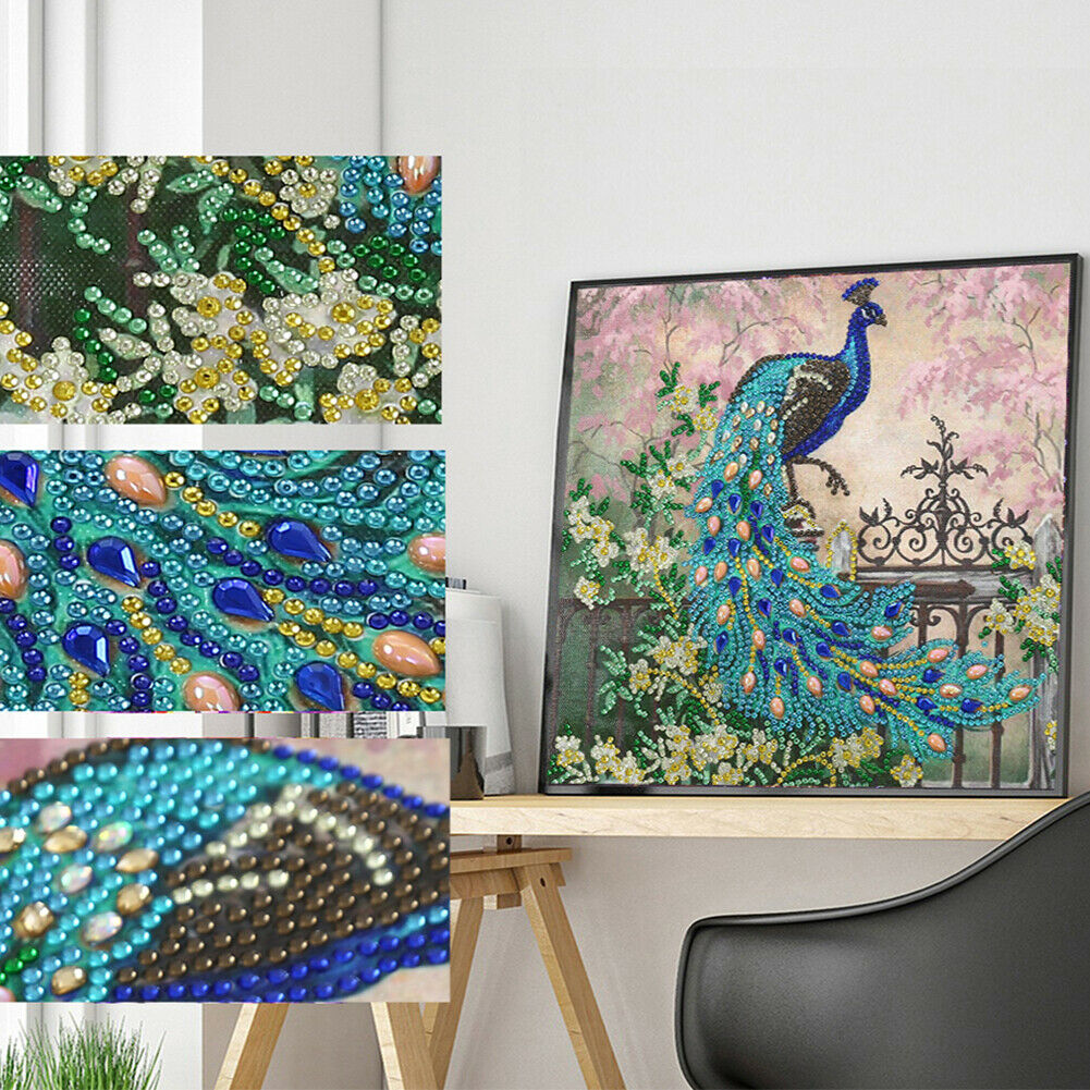 5D Part Drill Special-shaped Diamond Painting Peacock Rhinestone Mosaic Kit @