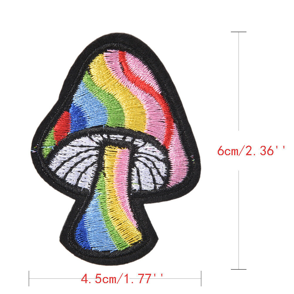 2Pcs Mushroom Retro 70's Hippie Love Peace Embroidered Applique Iron-on Pa.l8