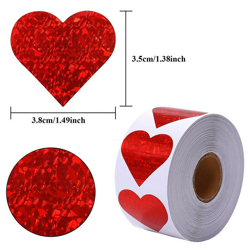 500pcs/roll heart shaped Stickers Valentine's Day Thank You StickersBDAU
