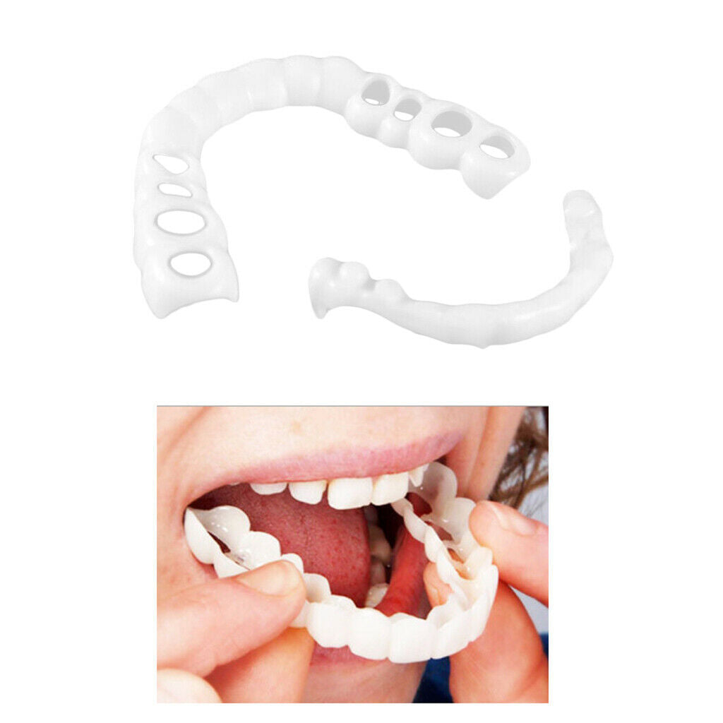 2Pcs Upper & Lower Cosmetic Teeth Cover False Teeth Veneers Instant Smile