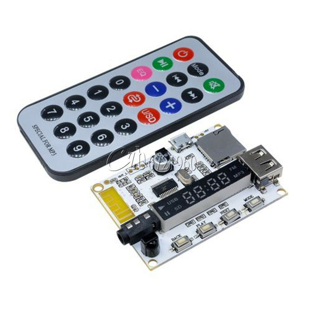 Wireless Bluetooth MP3 FM Decoder Board Audio Remote Module USB TF Radio For Car
