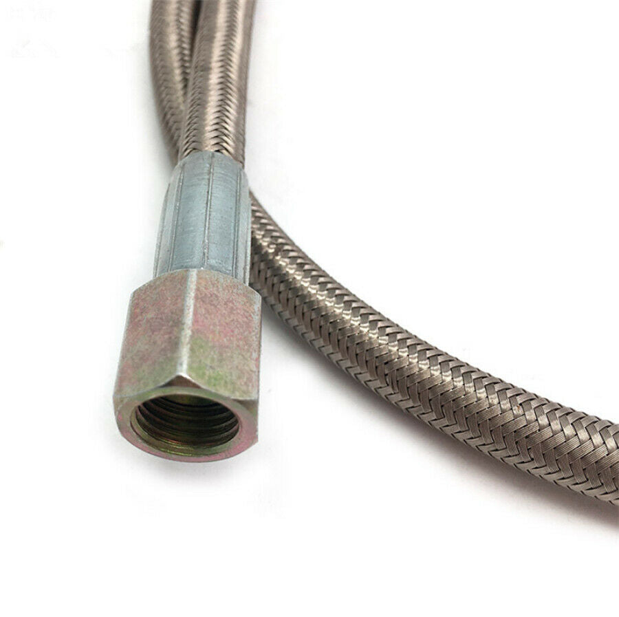 4 AN 90 Degree 24" Oil Line Kit For T3/T4 Turbo Oil Feed Line Steel Braided Kit