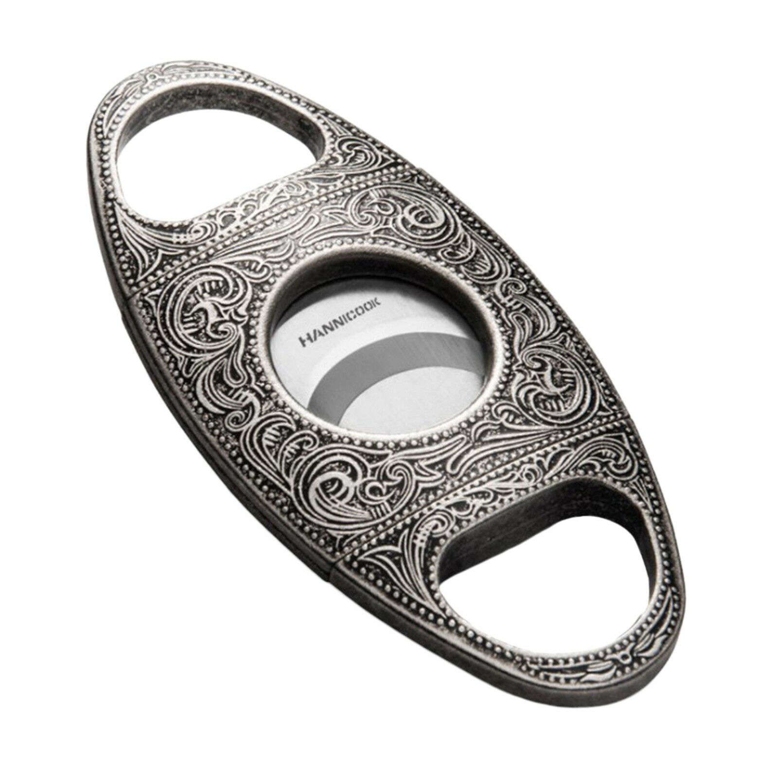 Bronze Engraved Cigar Cutters Double Edge Most Cigar Scissor Slicer for Man