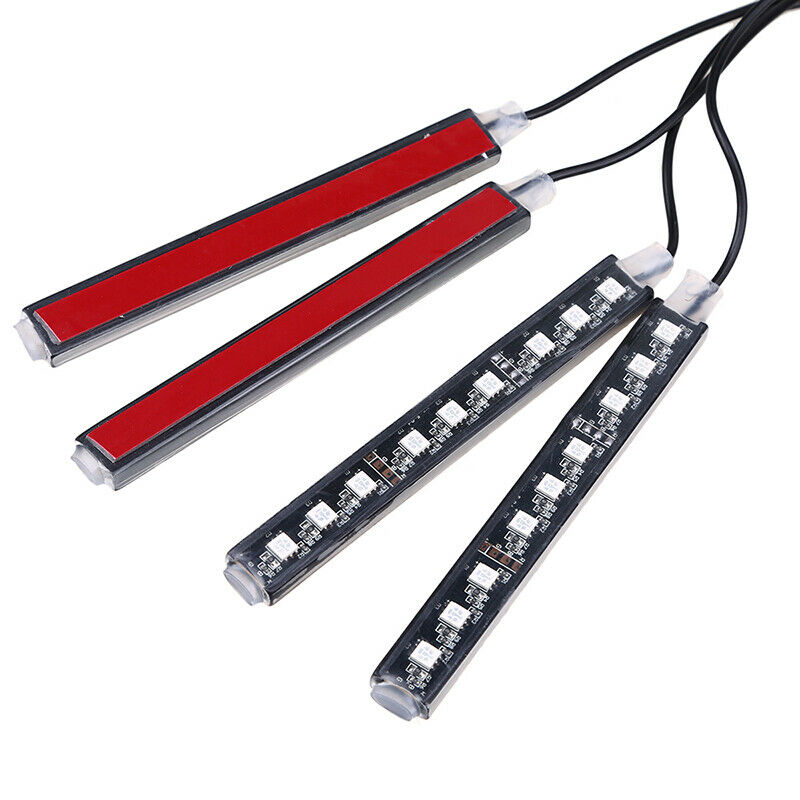 4Pcs 9 LED LED Strip Colorful Light Waterproof Remote Control For Car Truck