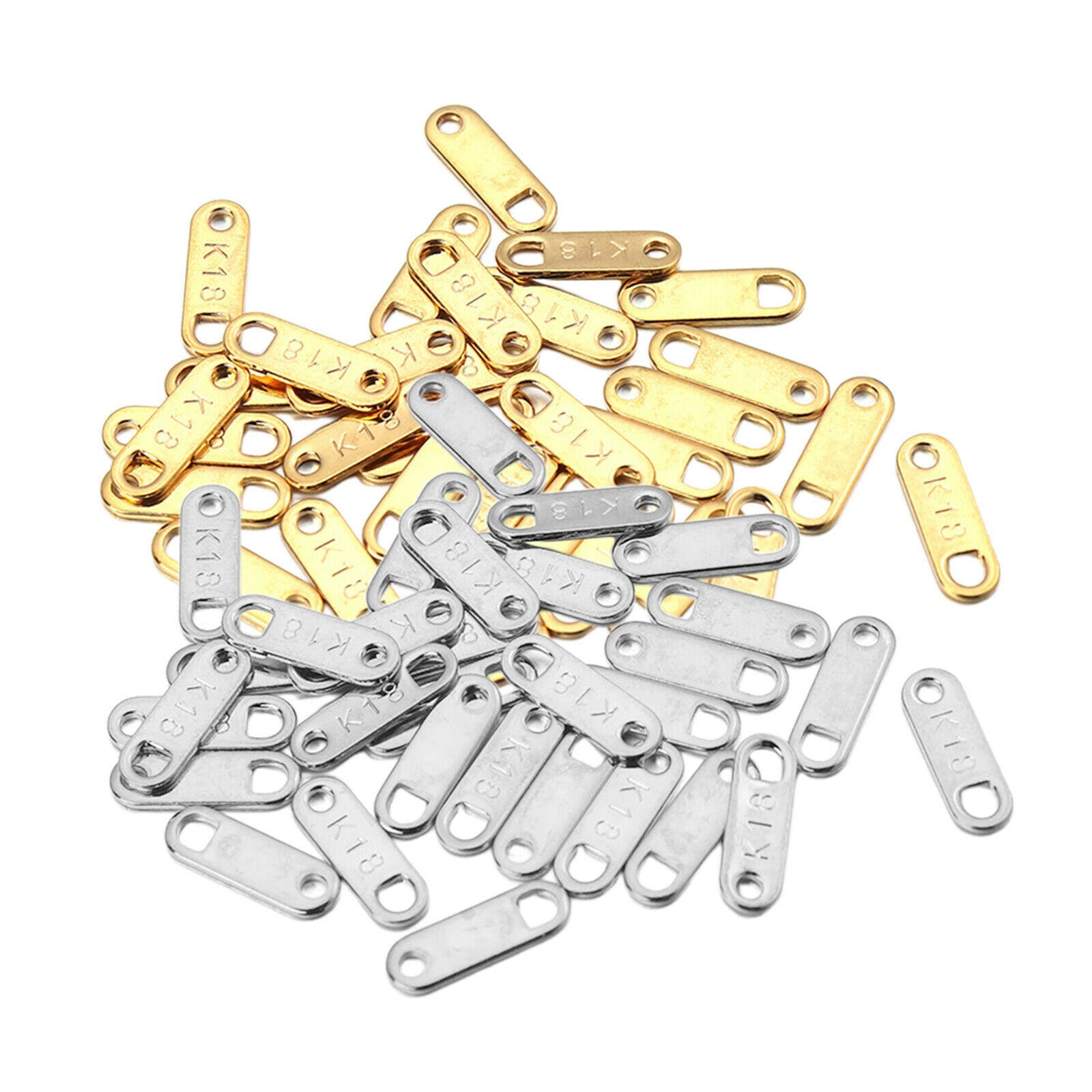 60Pcs Engraved Pendant Charms Tail Chain Tags DIY Keychain Jewelry Findings