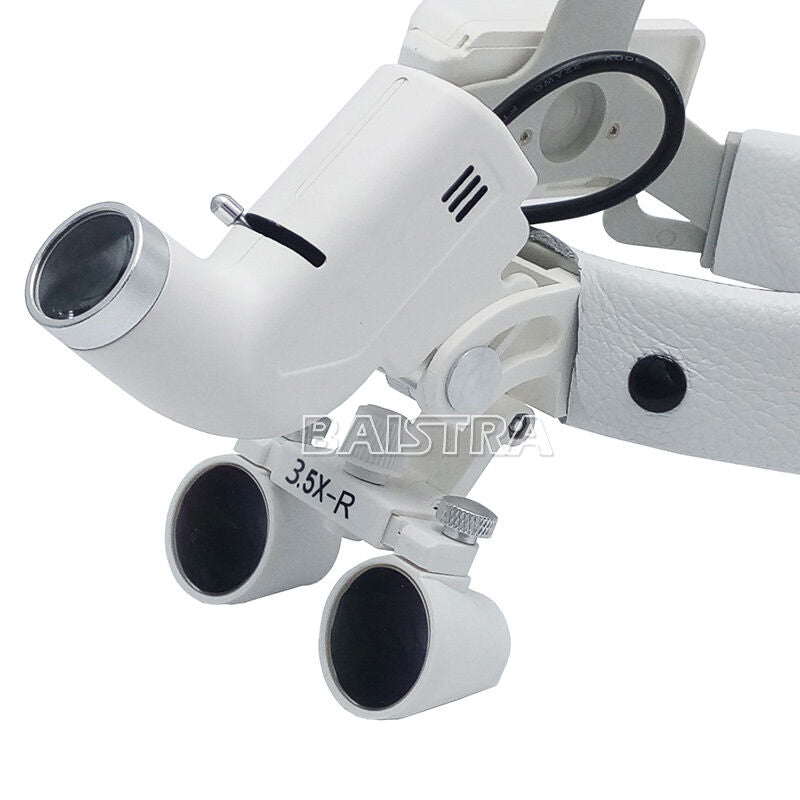 3.5X Dental Surgical Headband Medical LED Light Binocular Loupes DY-106 White