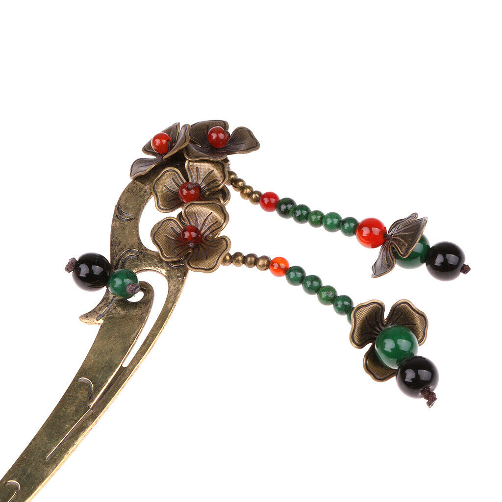 Brass Flower Design Hair Stick Long Hair Jewelry Elegant Wedding Hairpn