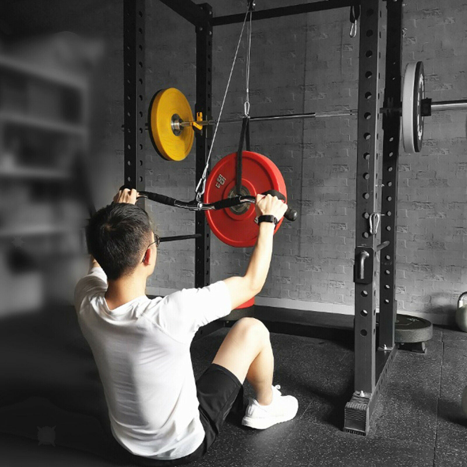 Fitness DIY Pulley Cable Biceps Forearm Hand Strength Training Gym Sports