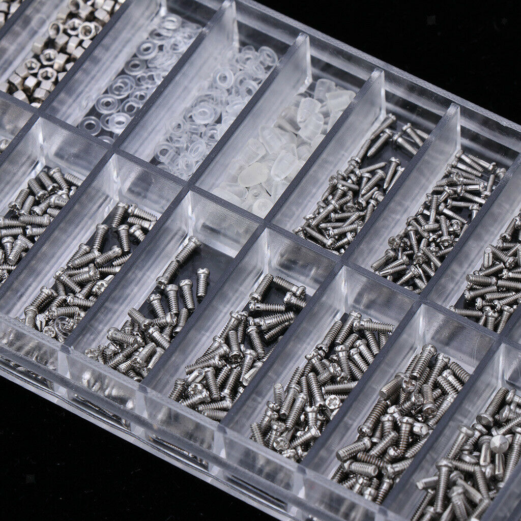 900 Pieces Tiny Sunglasses Screws Nuts for Eyeglass Lenses
