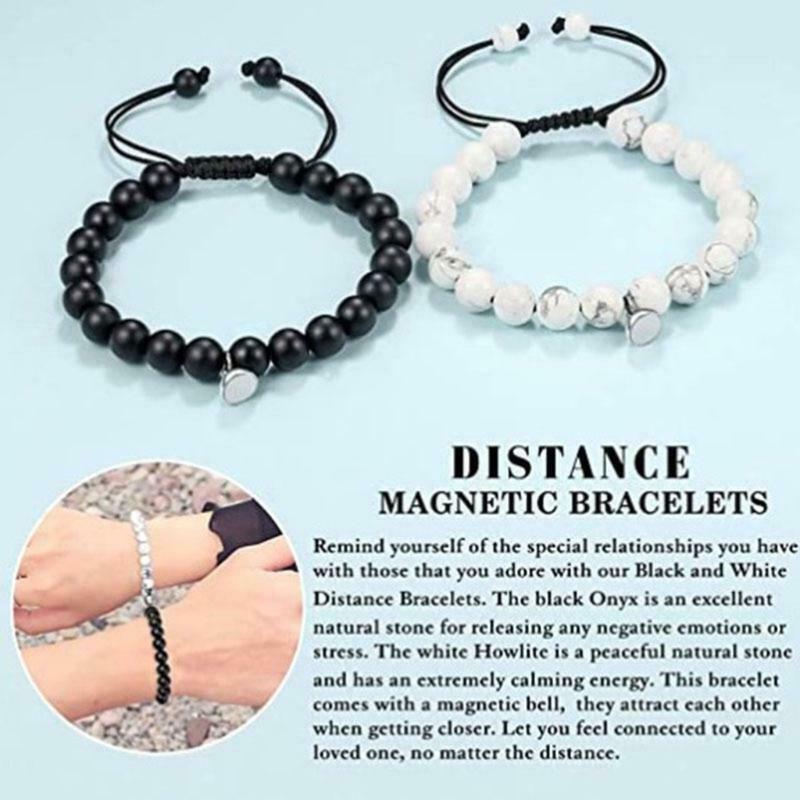 Black Matte Agate Bracelet Couple Bracelet Long Distance Energy Bead Bracelet