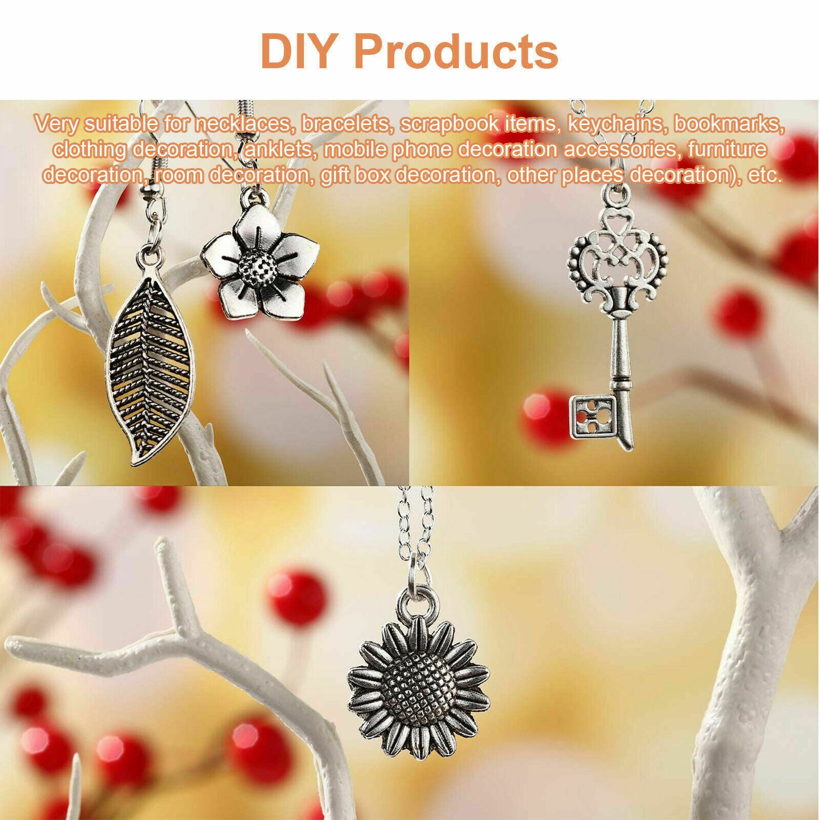 100x Mixed Charms Jewelry Making Pendant Clasp Bracelets Necklace DIY Craft Tool